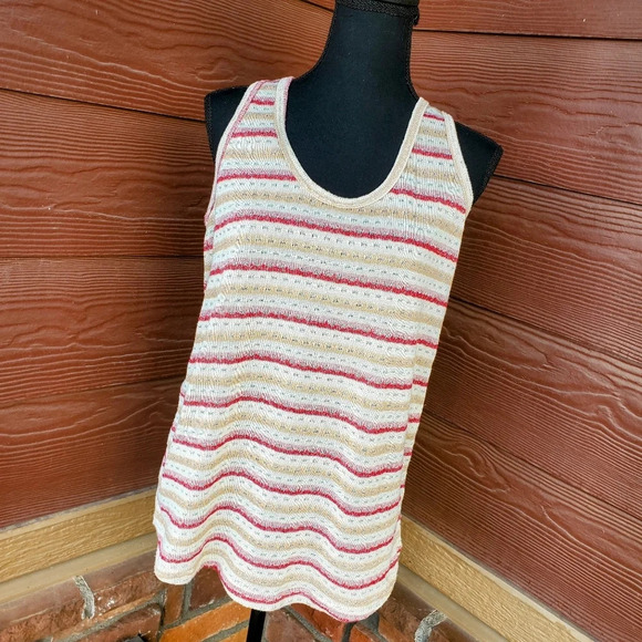 umgee shimmery striped knit tank top women's size large - Picture 4 of 11